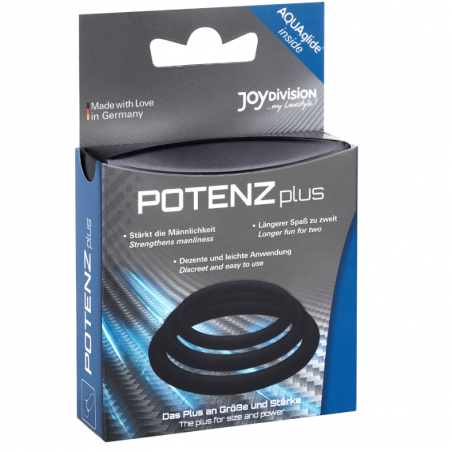 POTENZ PLUS PACK 3 ANILLOS PARA PENE NEGRO - S, M, L