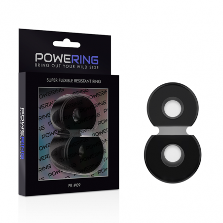 POWERING- SUPER FLEXIBLE Y RESISTENTE ANILLO PENE DOBLE PR09 NEGRO