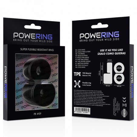 POWERING- SUPER FLEXIBLE Y RESISTENTE ANILLO PENE DOBLE PR09 NEGRO