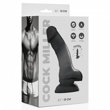 COCK MILLER SILICONA DENSITY COCKSIL ARTICULABLE NEGRO 13 CM