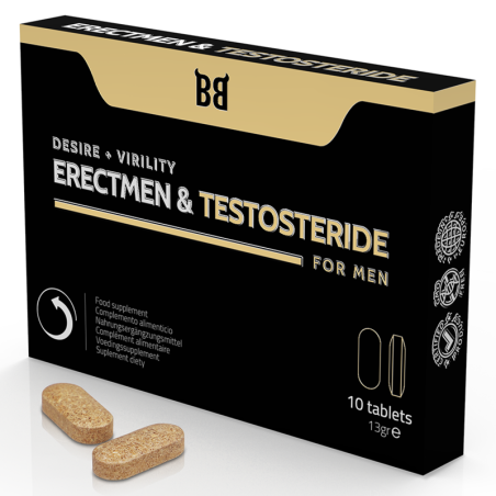 BLACKBULL BY SPARTAN - ERECTMEN  TESTOSTERIDE POTENCIA Y TESTOSTERONA PARA HOMBRE 10 CÁPSULAS