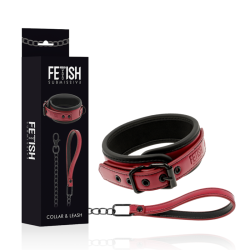 FETISH SUBMISSIVE DARK ROOM -  COLLAR CON CADENA CON FORRO DE NEOPRENO