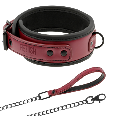 FETISH SUBMISSIVE DARK ROOM -  COLLAR CON CADENA CON FORRO DE NEOPRENO