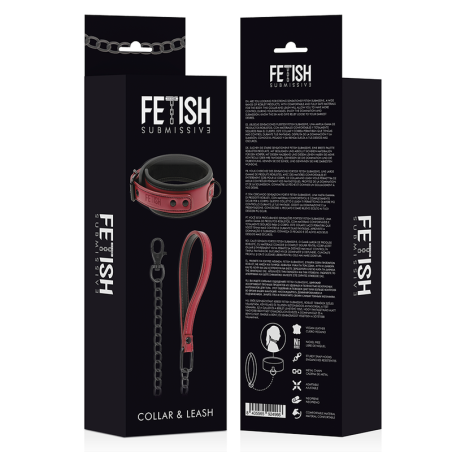 FETISH SUBMISSIVE DARK ROOM -  COLLAR CON CADENA CON FORRO DE NEOPRENO