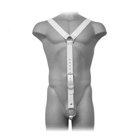 LEATHER BODY HARNESS MEN BLANCO