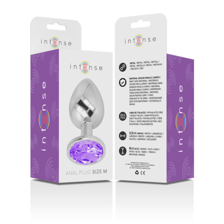 INTENSE - PLUG ANAL METAL ALUMINIO CON CRISTAL VIOLETA TALLA M