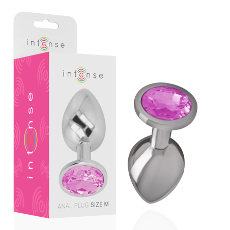 INTENSE - PLUG ANAL METAL ALUMINIO CON CRISTAL ROSA TALLA M