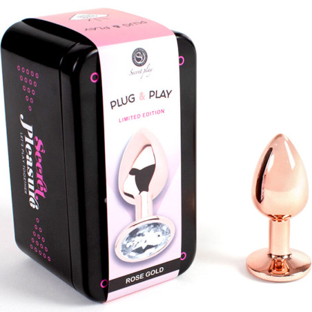 SECRET PLAY - METAL BUTT PLUG ORO ROSA TALLA S 7 CM