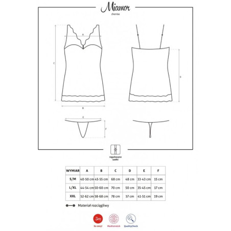 OBSESSIVE - CHEMISE Y TANGA MIAMOR BLANCO L/XL