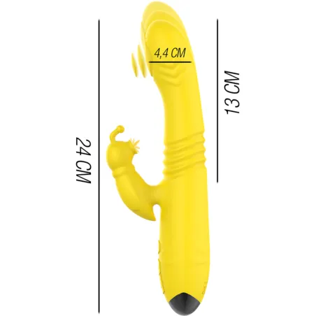 INTENSE - TOKY VIBRADOR MULTIFUNCIÓN RECARGABLE UP  DOWN CON ESTIMULADOR DE CLITORIS AMARILLO