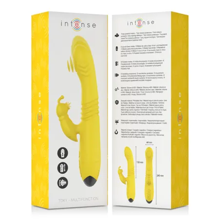 INTENSE - TOKY VIBRADOR MULTIFUNCIÓN RECARGABLE UP  DOWN CON ESTIMULADOR DE CLITORIS AMARILLO