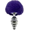 ALIVE - ANAL PLEASURE PLUG ESPIRAL METAL POMPON VIOLETA OSCURO TALLA S