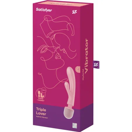 SATISFYER - TRIPLE LOVER MASAJEADOR VIBRADOR RABBIT ROSA