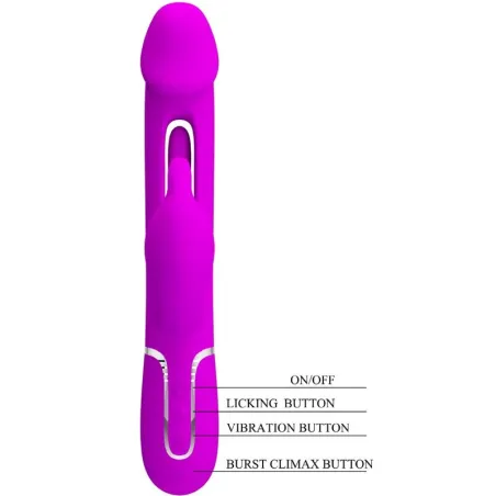 PRETTY LOVE - KAMPAS VIBRADOR RABBIT 3 EN 1 MULTIFUNCIÓN CON LENGUA VIOLETA