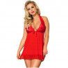 SUBBLIME BABYDOLL ROJO CON BORDADOS FLORALES EN PECHOS S/M