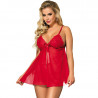 SUBBLIME BABYDOLL WITH BOW AND FLORAL LACES ROJO S/M