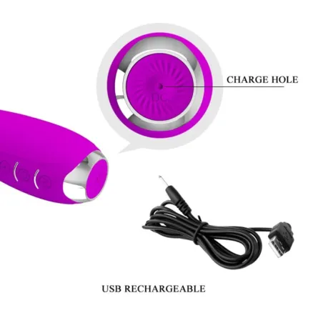 PRETTY LOVE - HECTOR VIBRADOR ELECTROSHOCK RECARGABLE  IMPERMEABLE MORADO