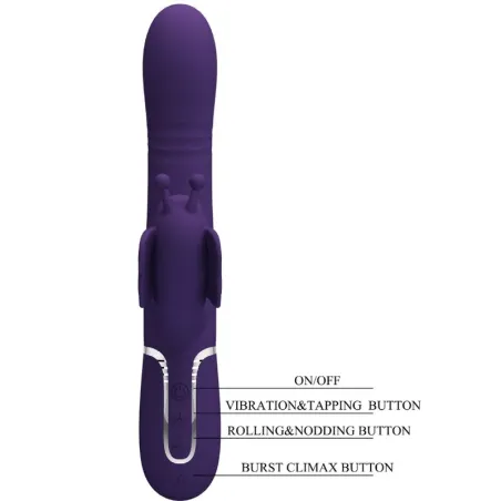 PRETTY LOVE - VIBRADOR RABBIT MULTIFUNCIÓN 4 EN 1 MARIPOSA MORADO