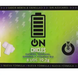 WUG on – El chicle funcional con cafeína y guaraná sabor menta and vainilla BLISTER 8 UDS