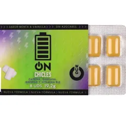 WUG on – El chicle funcional con cafeína y guaraná sabor menta and vainilla BLISTER 8 UDS
