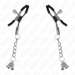 KINK - PINZAS PARA PEZONES CON COLGANTE DE CAMPANA PLATEADO 6 CM