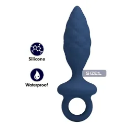 MR PLAY - PLUG ANAL TEXTURIZADO CON ANILLA AZUL L