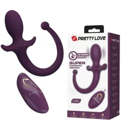 PRETTY LOVE - LIOEA PLUG ANAL CON COLA VIBRADOR 12 FUNCIONES COLOR MORADO CONTROL REMOTO