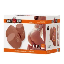 CRAZY BULL - MASTURBADOR REALISTA TORSO FEMENINO DOBLE ENTRADA CON VIBRACIÓN Y SUCCIÓN COLOR NATURAL
